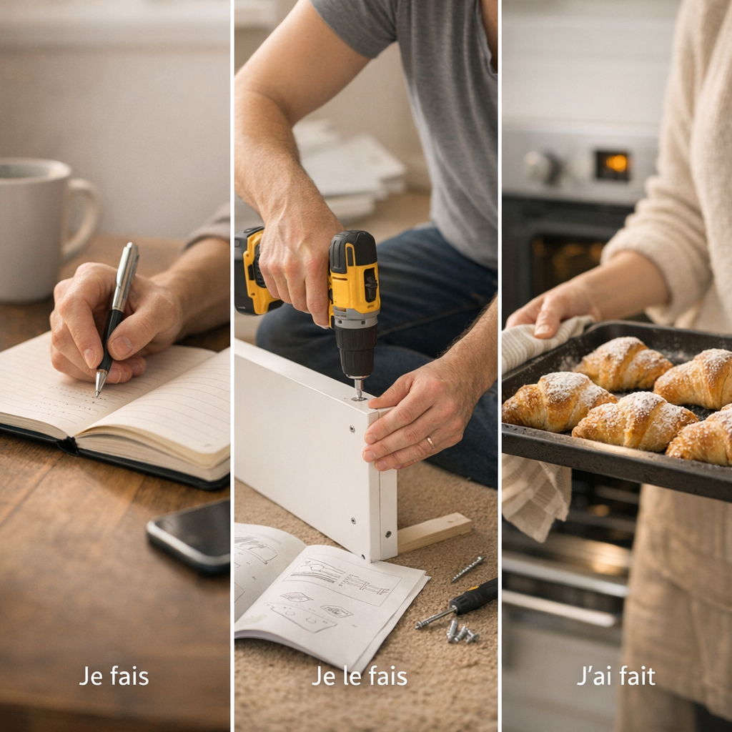 Conjugaison du verbe faire : « je fais », « je le fais » et « j’ai fait »