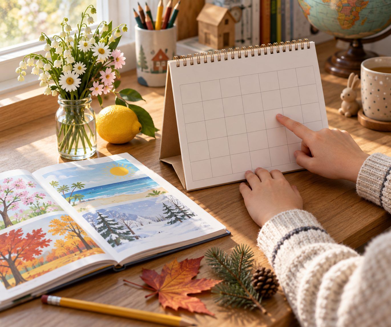 Saisons, jours et mois : les mots à apprendre avec le calendrier