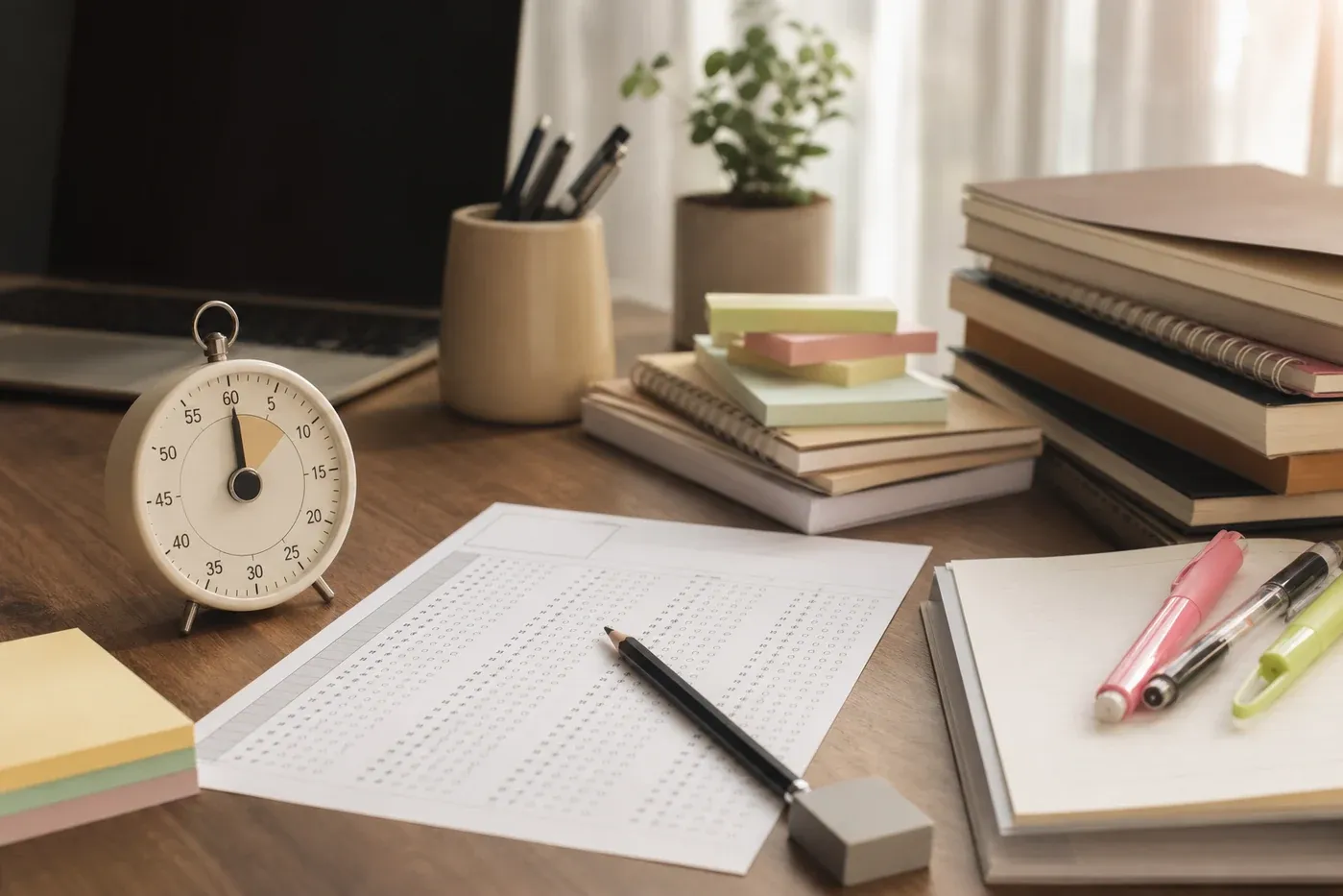 Bureau organisé pour préparer une certification de langue
