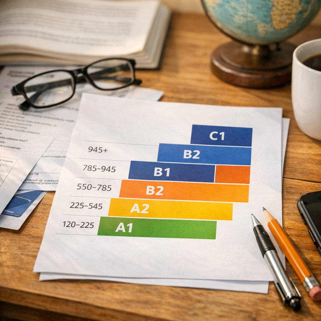 Niveaux TOEIC et équivalence CECRL&nbsp;: A1, A2, B1, B2, C1