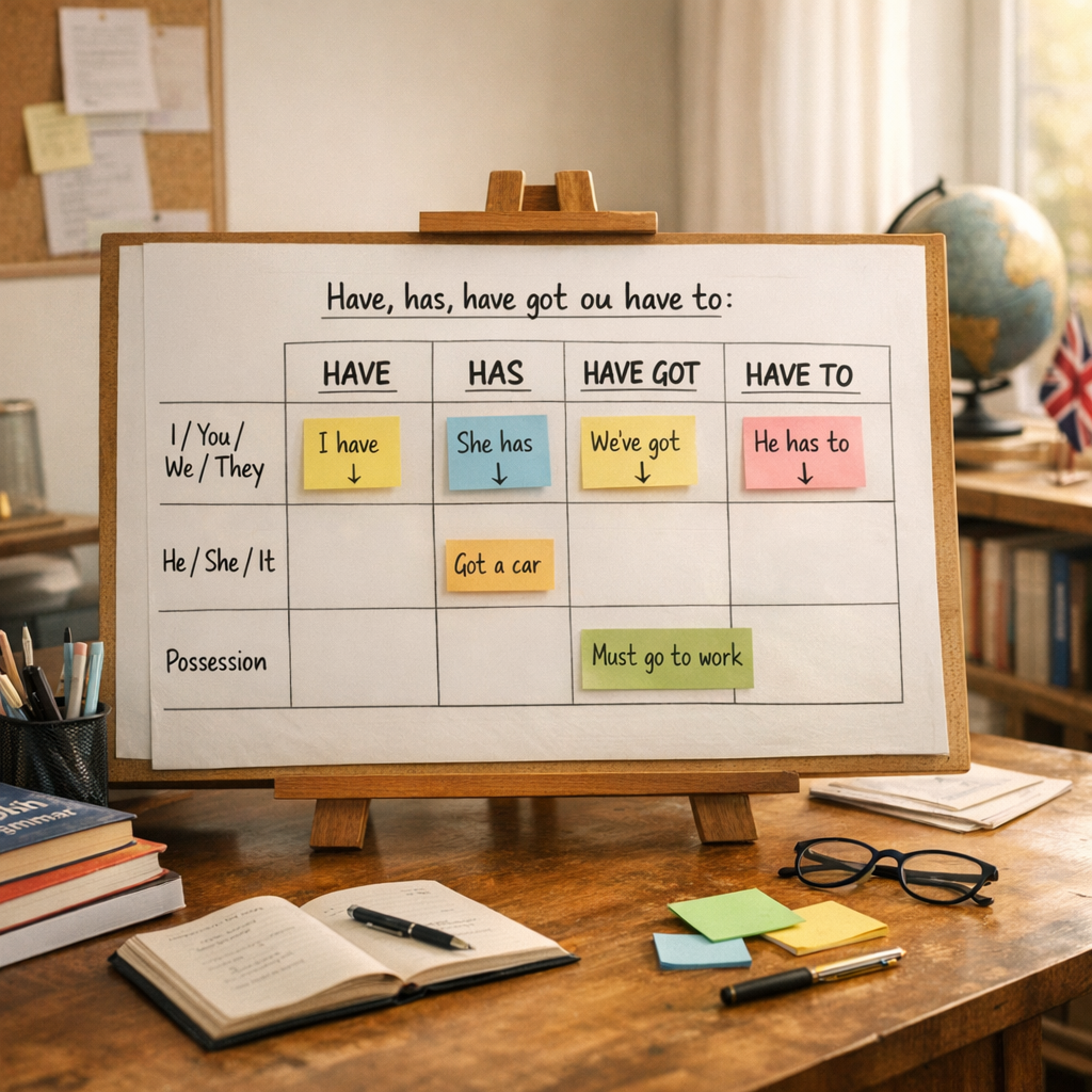 Have, has, have got ou have to&nbsp;: le tableau de décision
